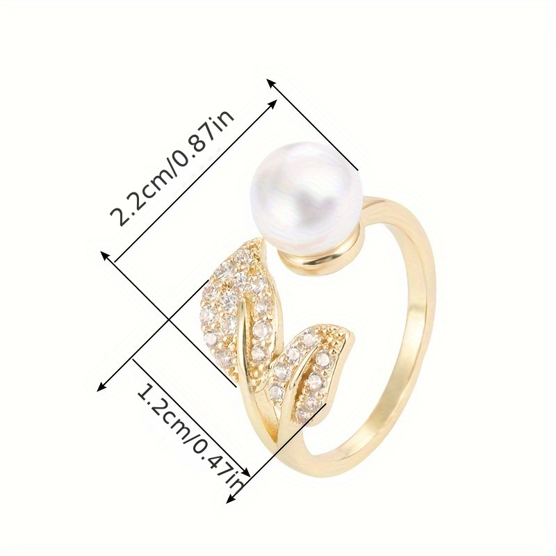 Adjustable Copper Leaf Ring with Zirconia Open Band